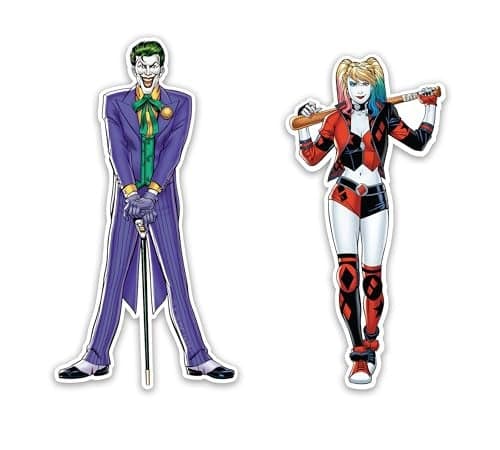 Elektroplate Officially Licensed DC Comics The Joker and Harley Quinn Dynamic Decals Premium AutoGrade Weatherproof Vinyl Stickers for Car Water Bottle Phone More Made in the USA Set of 2