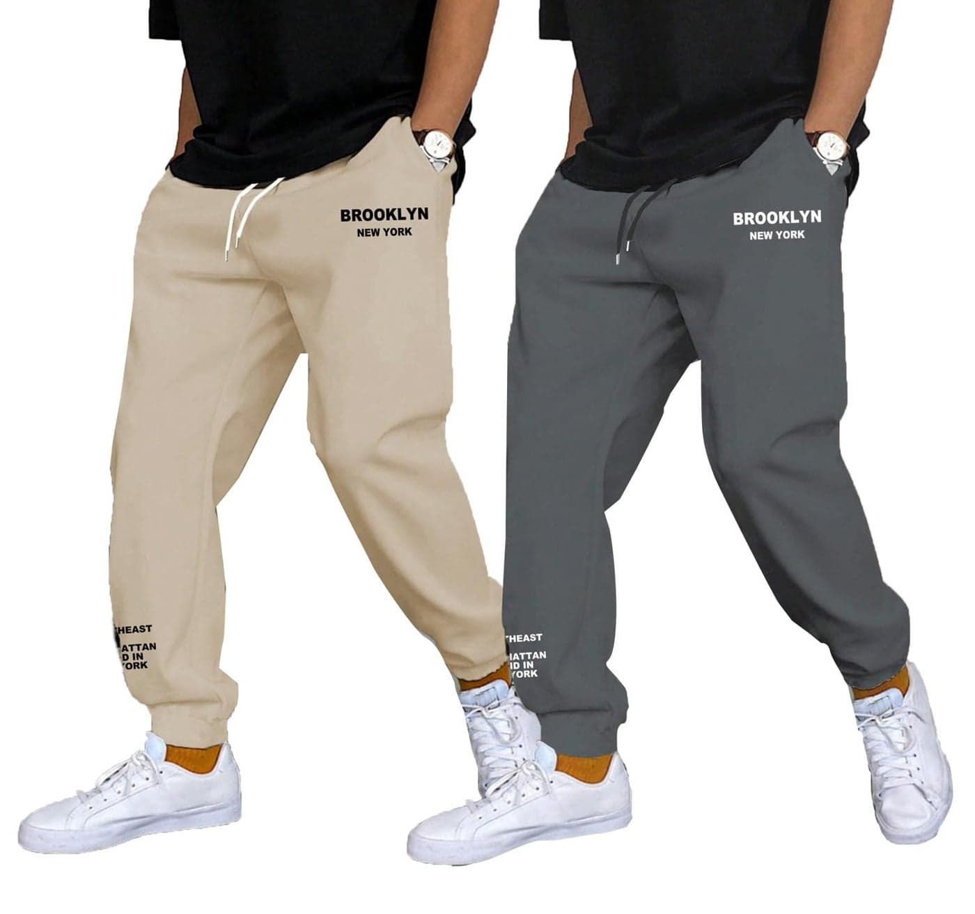 Lymio Track Pant for Men || Regular Fit || Track Pants || Full Elastic Jogger Track Pant || Available in Combo Pack of 2 (TP-42-43-Apricoat-Darkgrey-L)