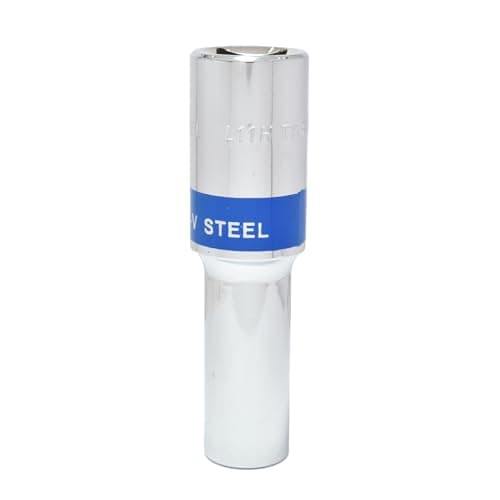 TAPARIA Socket made of Chrome Vanadium Steel 6 Point Deep/Long Socket (Silver), L 11H of 1/2" (12.7mm) Square drive size, Suitable for Automobile, Industrial, Fabrication, Professional & Home Use