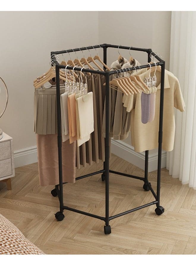 Clothing Racks for Hanging Clothes,Sturdy Hexagonal Rolling Clothes Rack with Wheels - 360° Swivel Lockable Garment Rack, Rust-Resistant Metal Clothing Storage for Bedroom, Laundry Room, Balcony