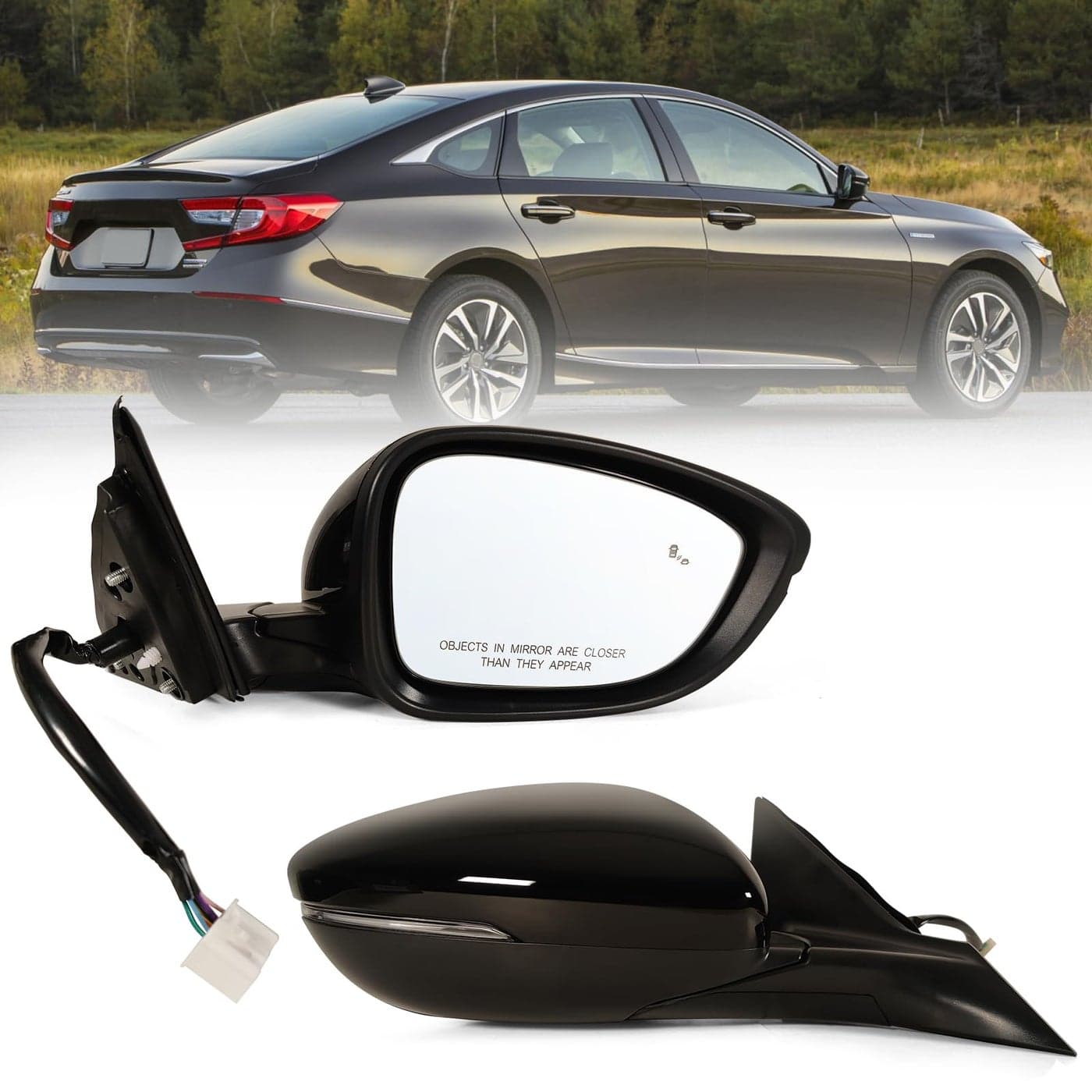 Lqito Right Passenger side Mirror Fits 20182022 Honda Accord With Power Glass Heated Blind Spot DetectionTurn Signal and Manual Folding Match to Crystal Black Pearl Replace HO1321330 8Pins