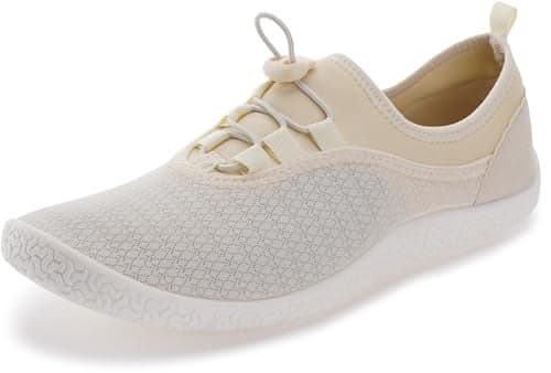 WHITIN Water Shoes for Women Barefoot Aqua Socks Size 8 Swim Pool Beach Boat Quick Dry River Zero Drop Surfing Minimalist Travel Summer Ladies Footwear Beige
