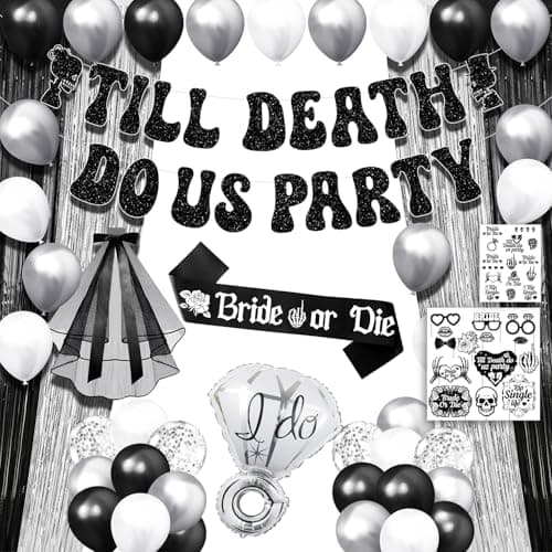 Till Death Do Us Party Bachelorette 65 Pcs Til Death Do Us Party Bachelorette Party Decorations Halloween Single Woman Party Bride or Die Bachelorette Party Decorations Til Death Wedding Decor