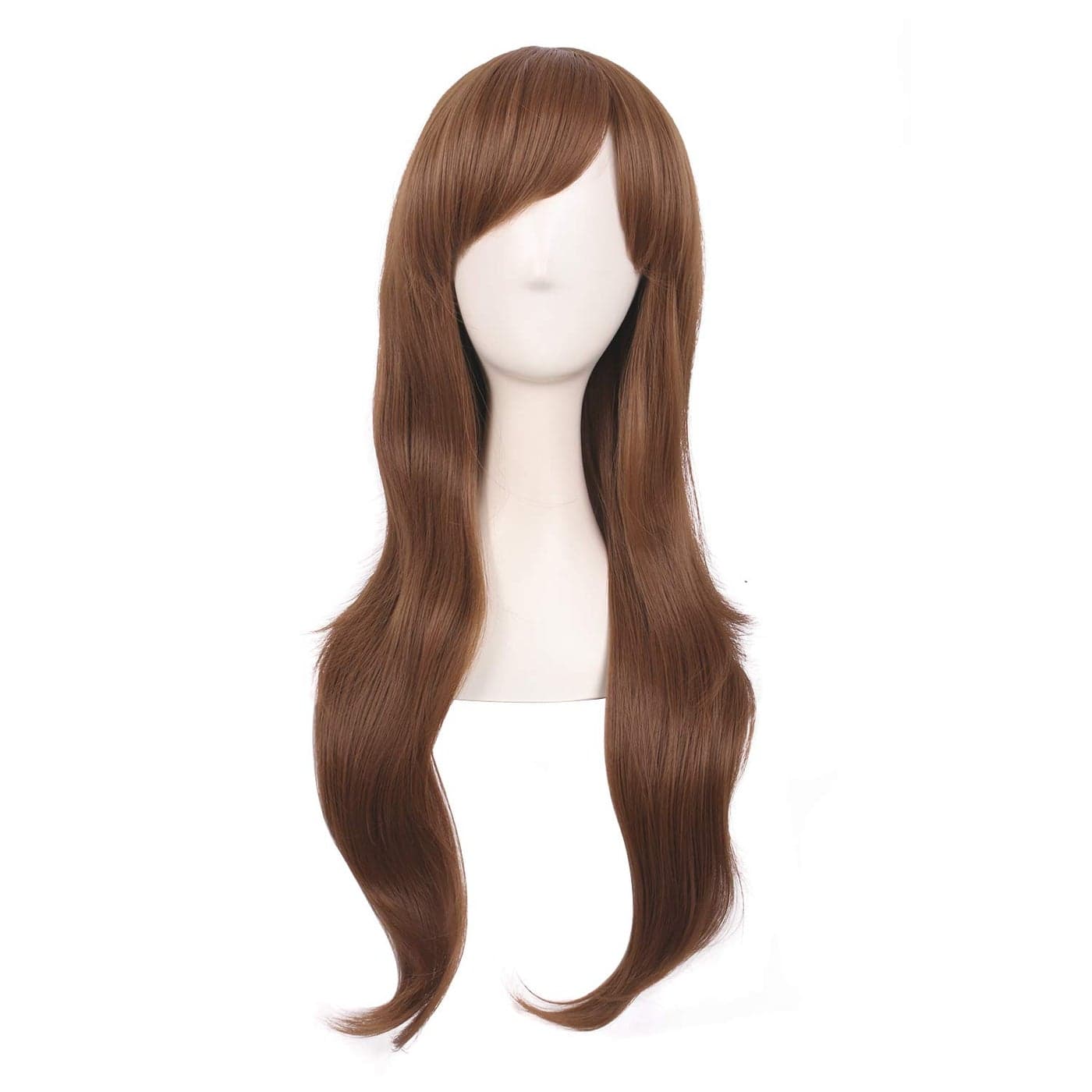 MapofBeauty 28 Inch70 cm Women Side Bangs Long Curly Hair Cosplay Wig Light Brown