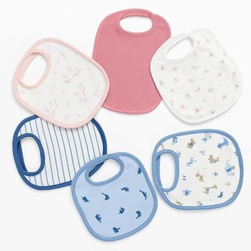 DAADUN Waterproof Spill-Resistant Baby Apron, Fast-Dry Soft Cotton U Bibs (Set of 5)