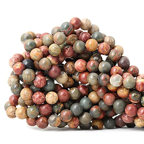 CHEAVIAN 45PCS 8mm Natural Picasso Jasper Gemstone Round Loose Beads for Jewelry Making 1 Strand 15