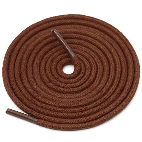 DELELE 2 Pair 24 inch Light Brown Round Waxed Oxford Shoe Laces for Dress Shoes and Boots