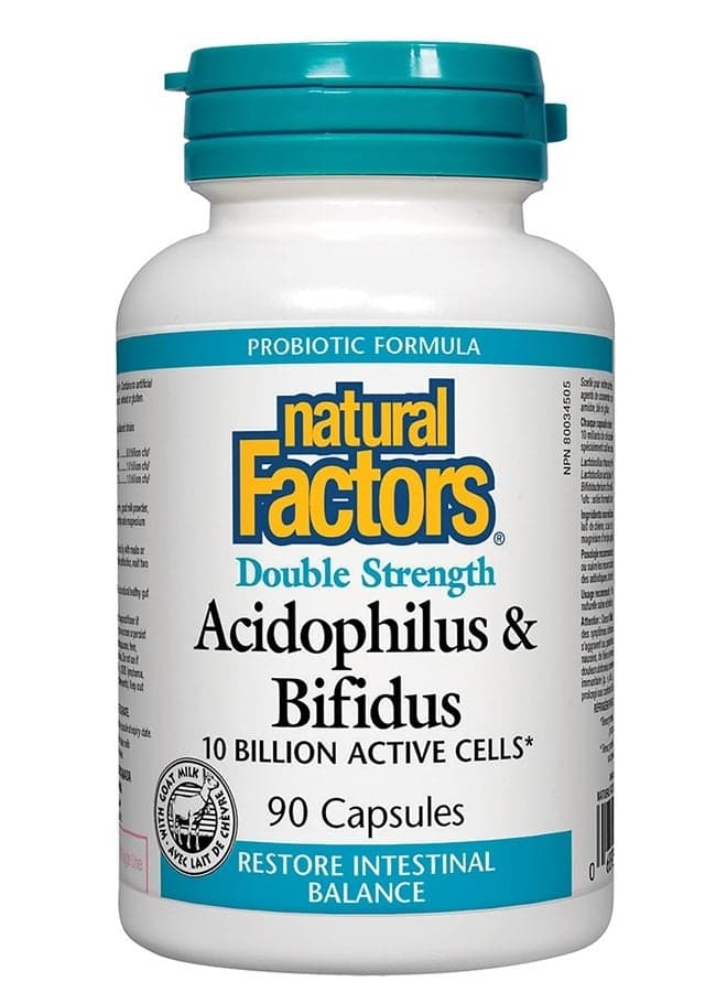 , Acidophilus & Bifidus Double Strength, Probiotic and Prebiotic Formula, 90 Capsules