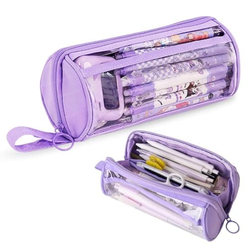 ZIBUYU® Lightweight Oxford PVC Cylindrical Pencil Case and Toiletry Bag with Durable Waterproof Fabric, Spacious Interior, Smooth Zipper Closure and Portable Design for Students, Artists and Travelers