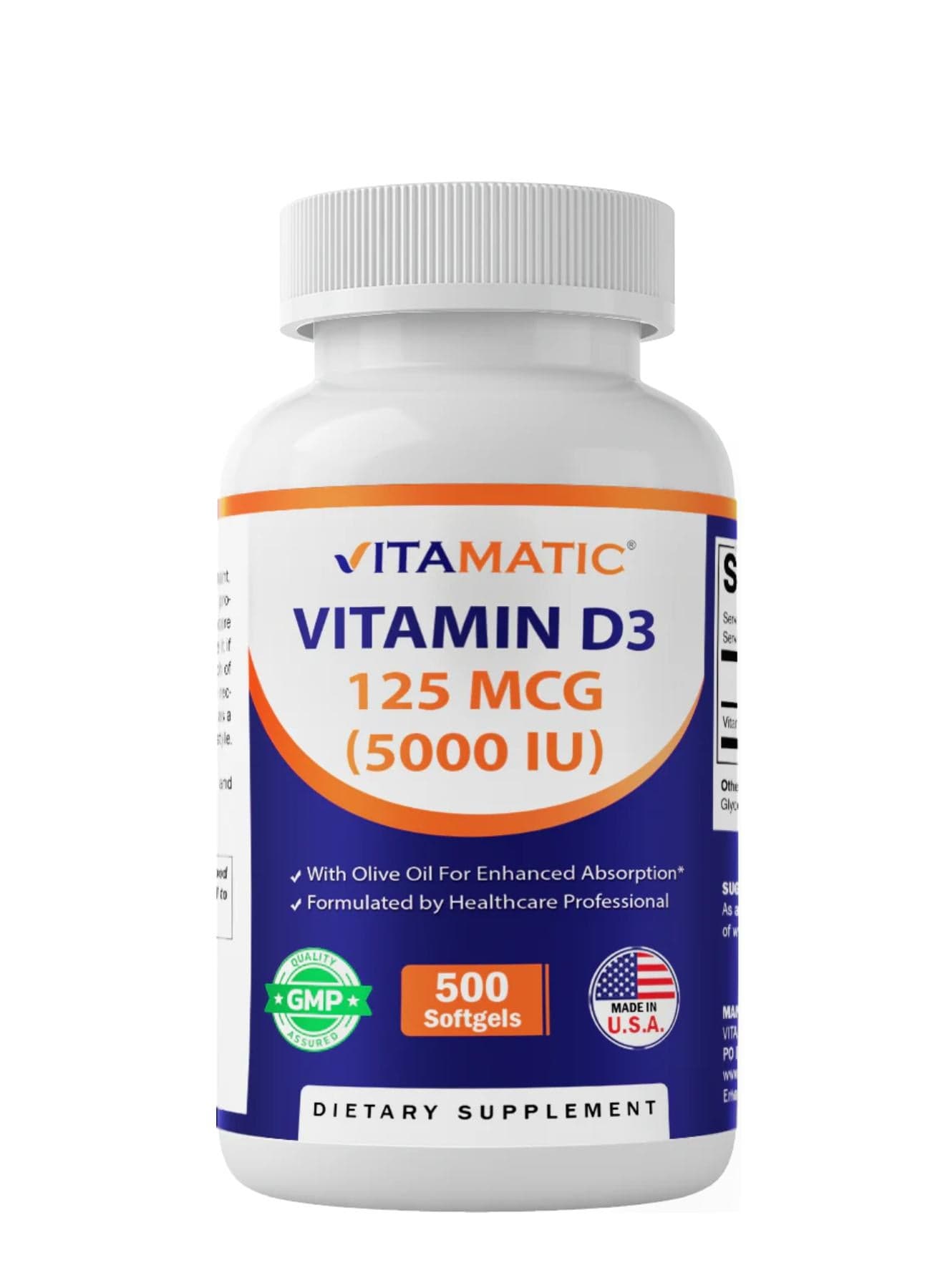 Vitamin D3 125 mcg (5000 IU) 500 Softgels