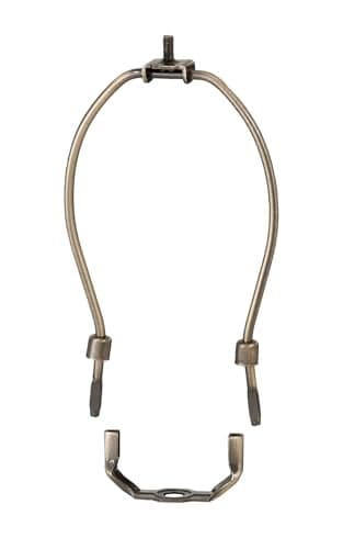 B&P Lamp® 8 Inch Heavy Duty Lamp Shade Harp Holder for Table and Floor Lamps, Antique Brass Finish