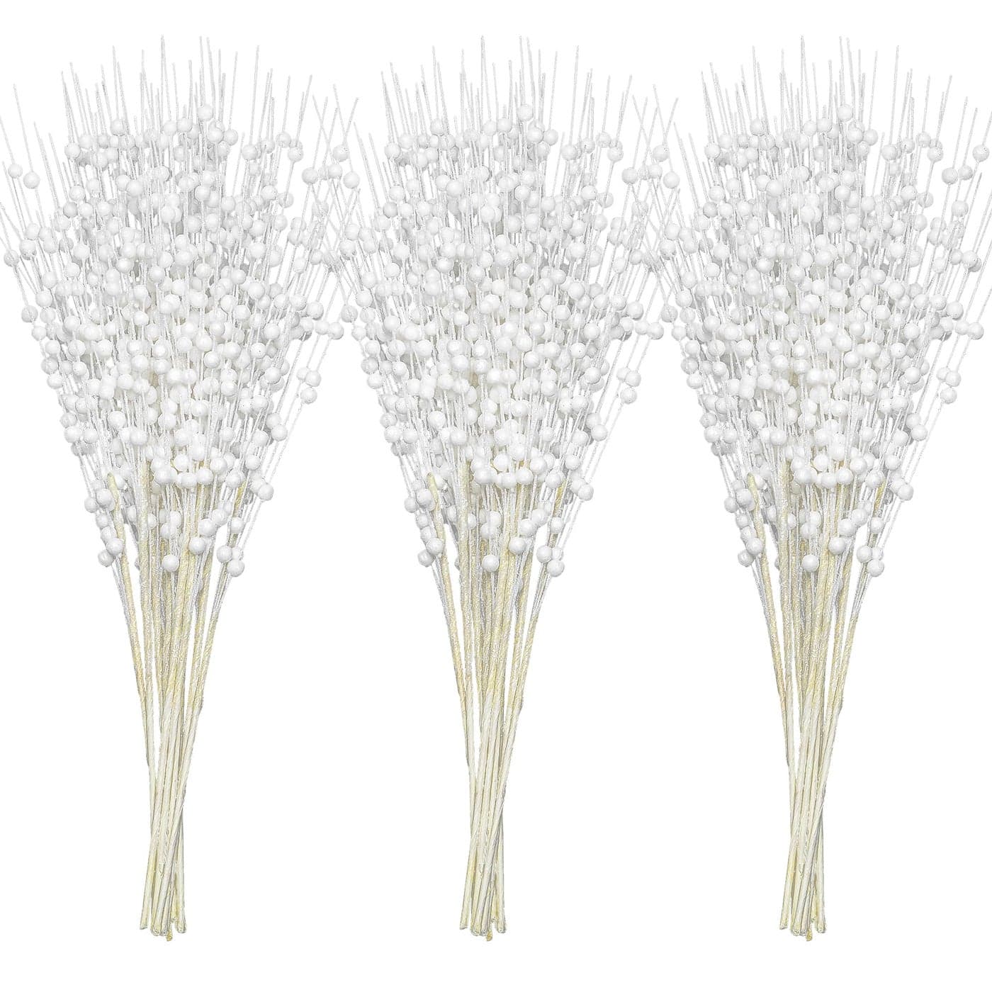 Joiedomi 24 Pcs Christmas Tree Berry Stem White Decorative Bead Sticks Glittery Twigs Picks Branches for Christmas Tree Small Vase Holiday Wedding Party 17 Inches White