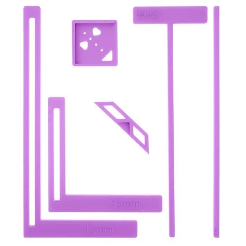 6PCS Book Binding Tool Easy Scrapbooking Tools Kit for Starter L Ruler T Ruler I Ruler Corner Miter Eyelet Guiding for Journal Notebook DIY Projects Scrapbooking Bookbinding Purple