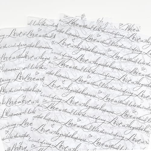 Love Letter Printed Gift Wrapping Tissue Paper Bulk for Gifts 20 x 28 inch Flower Wrapping Paper 30 Sheets Black and White Wedding Mothers Valentines Day Bridal Shower Clothes Decorative Paper