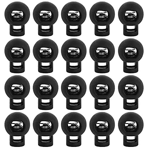 Super Z Outlet Single Hole Spring Loaded Round Ball Shaped Stop Sliding Cord Fastener Locks Buttons for Camping & Hiking, Shoelace Replacement, Sports, Backpacks (20 Pieces)
