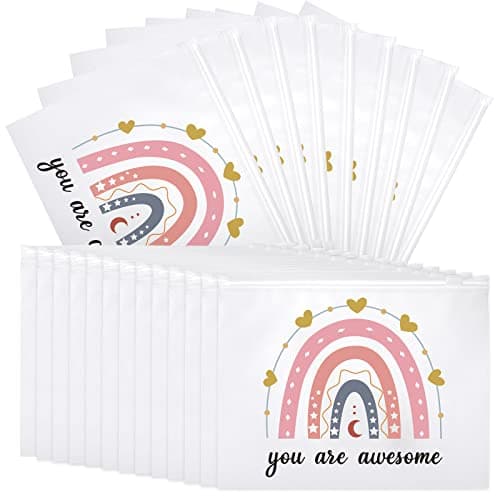 Reginary 50 Pcs Inspirational Gifts Bulk for Women Cosmetic Bag EVA Makeup Bag with Zipper for Birthday Employee Coworker Colleague Staff Encouragement Motivational Presents(Boho Awesome)