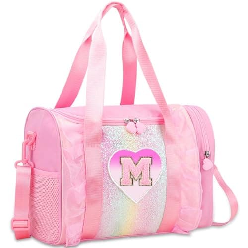 Personalized Monogram Dance Bag for Girls 36 Years duffle bag for Kids Lightweight Water Resistant Oxford Backpack for Ballet Cheerleading Sleepovers Gymnastics Pink M