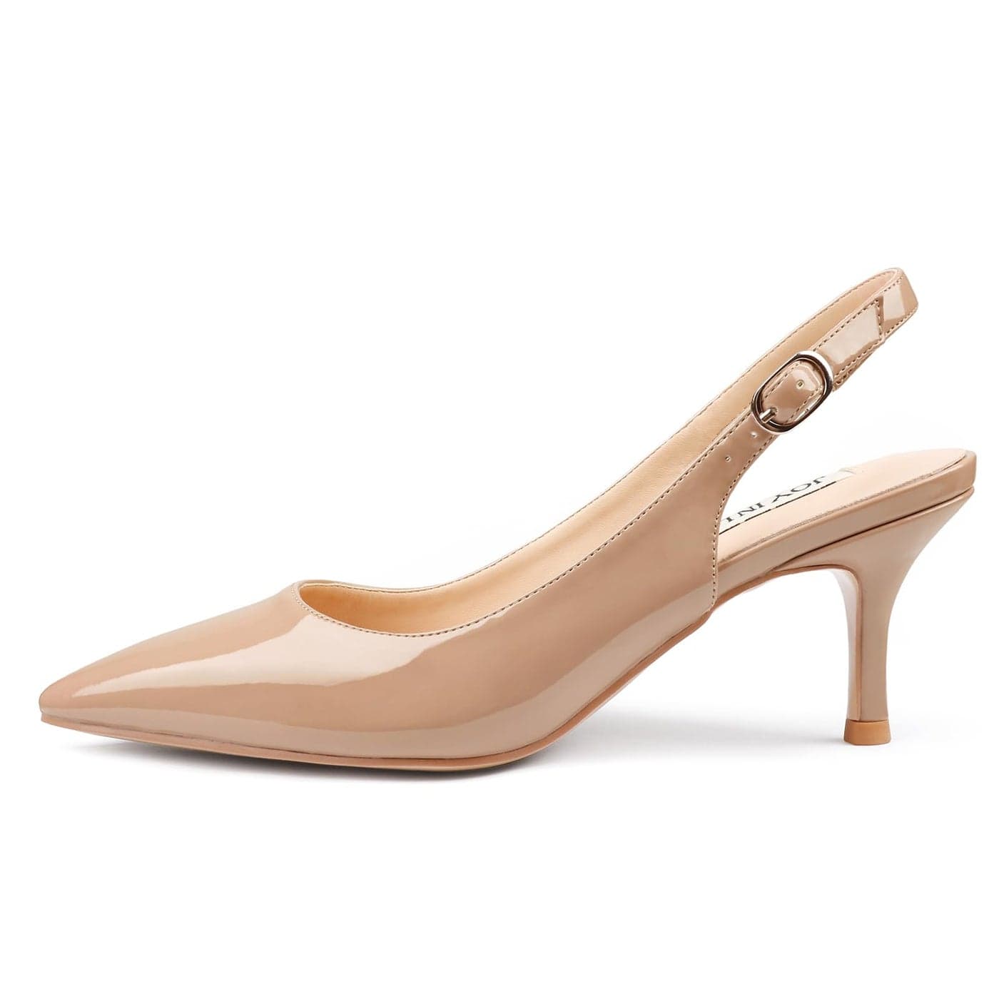 JOY IN LOVE Kitten Heels for Women Slingback Pumps Sandals Pointy Toe Pumps 6cm Nude 7 US