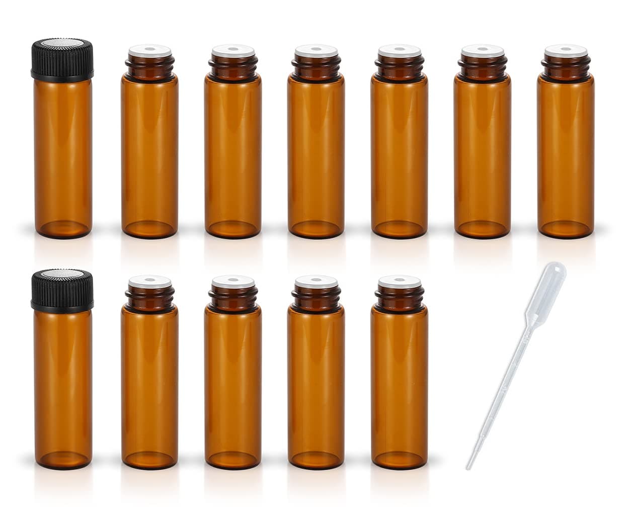 ZbFwmx 12 Pack Set Brown Screw Cap Glass Bottle Small Mini Empty Oil Amber Vial 5ml