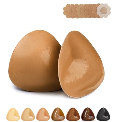 AGGRAD Double-Sided Sticky Push Up Bra Inserts Reusable Self Adhesive Bra Pads Bikini Padding Inserts - Sticky on Bra Pads Cups for Swimsuits Bikini Hazelnut-L