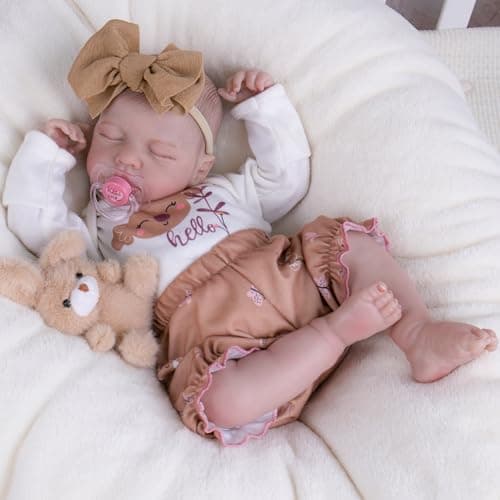 Milidool Lifelike Reborn Baby Dolls20 Inch Realistic Newborn Baby Dolls Soft Poseable Cloth Body Real Life Baby Dolls Silicone with Accessories Toy for for 3 Year Old Girls Gifts Pretend Play