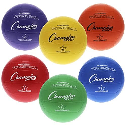 Champion Sports Rubber Volleyball, Official Size, for Indoor and Outdoor Use - Durable, Regulation Volleyballs for Beginners, Competitive, Recreational Play - Premium Volleyball Equipment - Assorted
