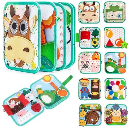 NUOLUTH Busy Book for Toddlers 13Felt Board for Toddlers 1 2 3 Quiet Book Airplane Travel Toys Sensory Early Learning Educational Toy Road Trip Activity Books Birthday Gifts Pure Little Calf