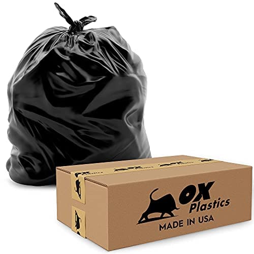 55 Gallon Trash Bags Heavy Duty – Large Black Contractor Bags 36x52" – Industrial, Yard Waste, Lawn & Leaf, Construction Garbage Can Liners – Made in USA (3 Mil, 25 Count)