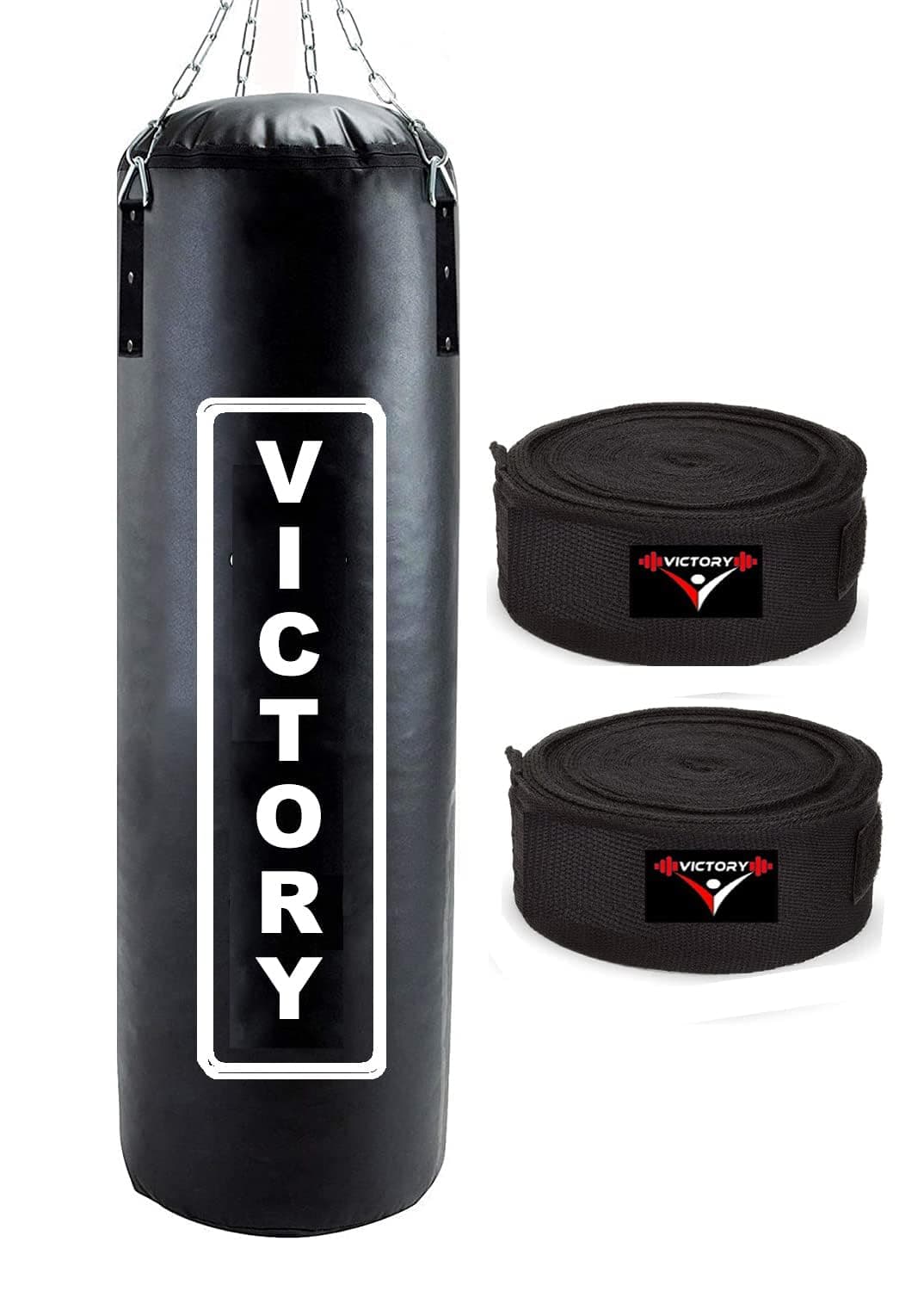 VICTORY Unfilled Punching Bag Synthetic Leather with Hand Wrap Hanging Bag (48 Inch)
