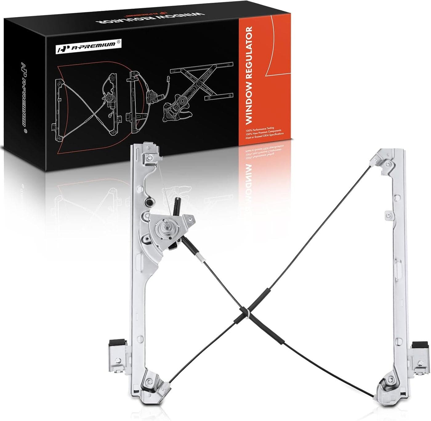 A-Premium Manual Window Regulator for Cadillac Escalade, Chevrolet Avalanche, Silverado, Tahoe, GMC Sierra 1500/2500/3500, Front Passenger Side