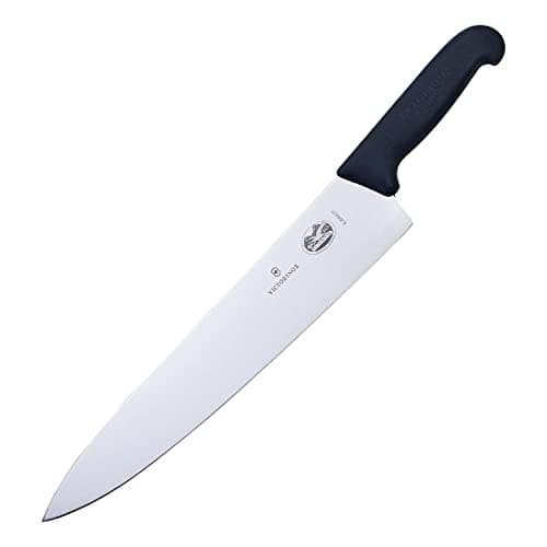 Victorinox Swiss Fibrox Carving Knife, Stainless Steel Vegetable & Fruit Cutting Straight Blade Knife for Professional and House Use, Black, 19 Cm, Swiss Made
