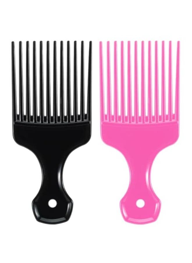 SIMPOR 2 Pcs Hair Pick Comb Wide Tooth Lift for Hair Styling Detangling Plastic Afro Pick for Women Men Fist Picks for Curly and Afro Hair