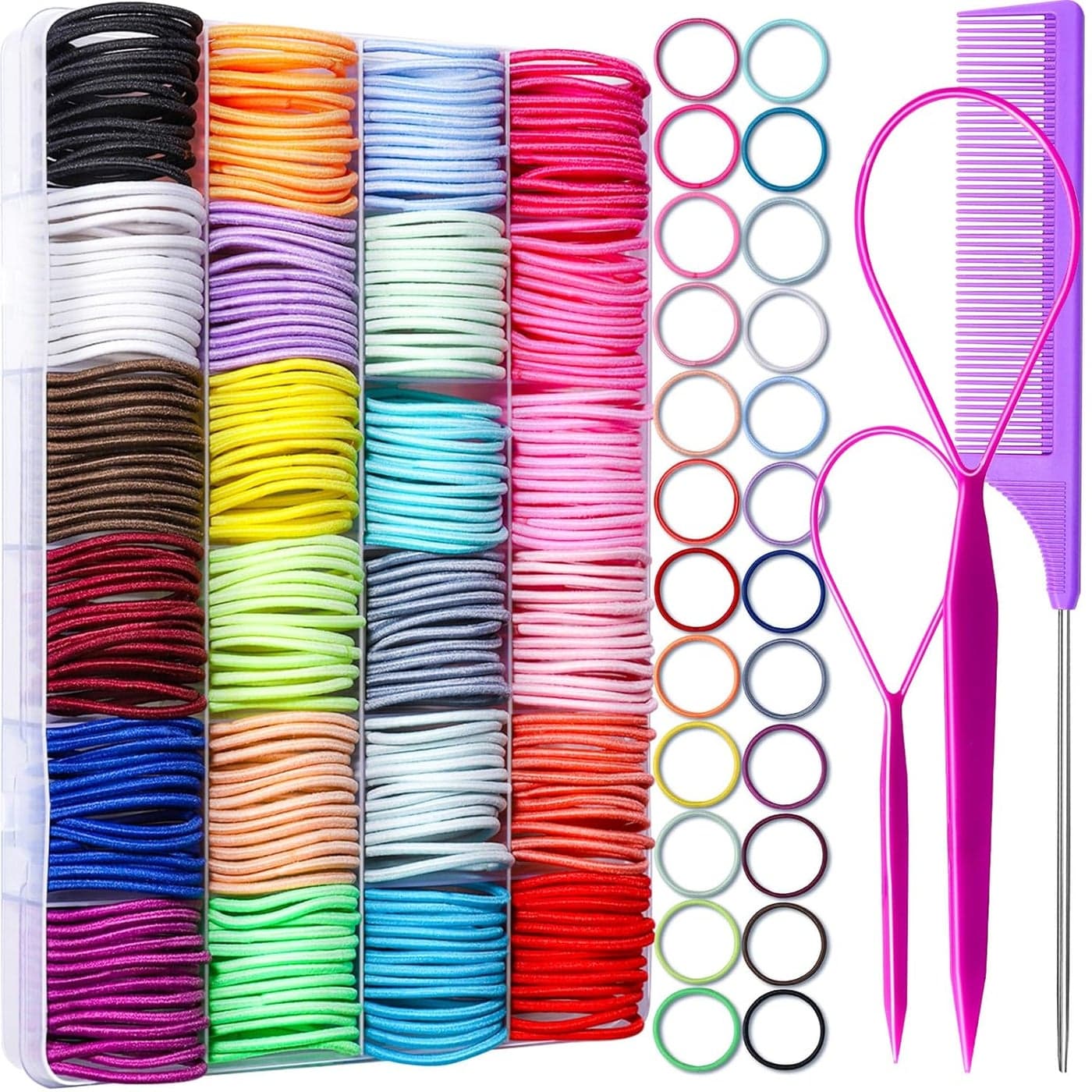 YGDZ Toddler Hair Accessories: 312 Elastic Hair Ties in 24 Colors, Small 3cm No Crease Ponytail Holders for Girls
