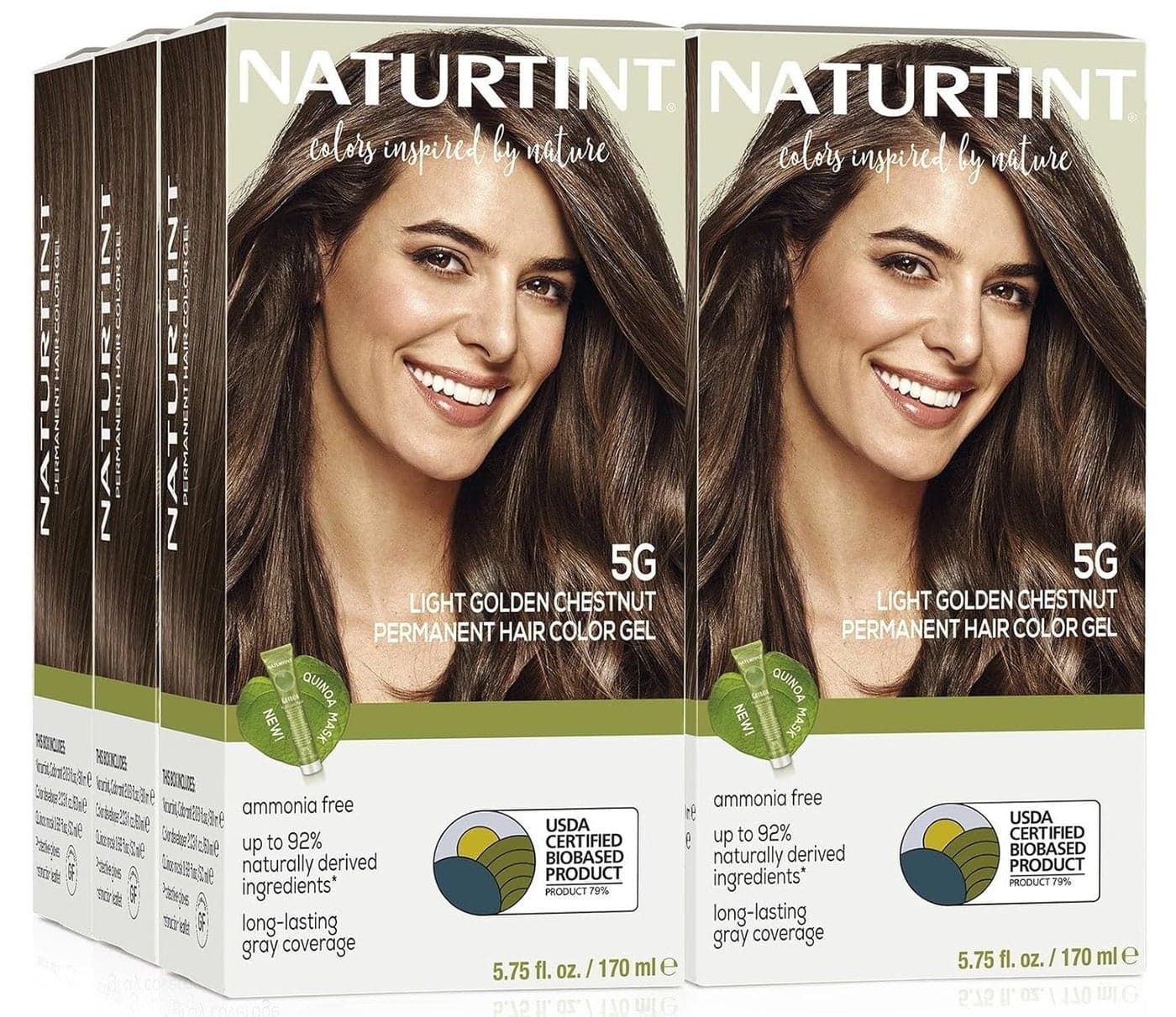 Naturtint 5G Light Golden Chestnut Permanent Hair Color Pack of 6 Ammonia Free Vegan Cruelty Free up to 100 Gray Coverage Long Lasting Results Packaging may vary