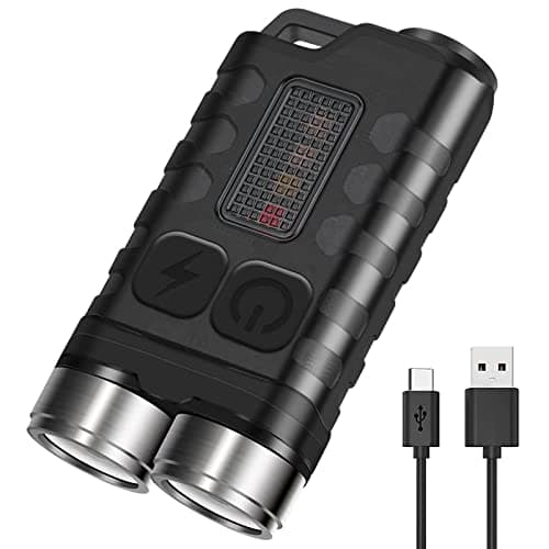 BORUIT V3 Small Powerful EDC Flashlight with Red UV Blue Light,High Lumens 900LM USB-C Rechargeable Mini Pocket Keychain Flashlight-12 Modes,IP65 Waterproof,Tail Magnet(Black)
