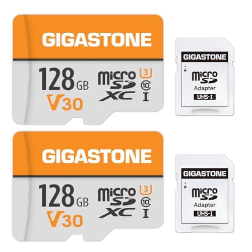 GIGASTONE 128GB Micro SD Card 2Pack A1 V30 4K Video Recording Compatible with Security Camera Dash cam Drone 95MBs MicroSDXC Memory Card UHSI Class 10 with 2 SD Adapter