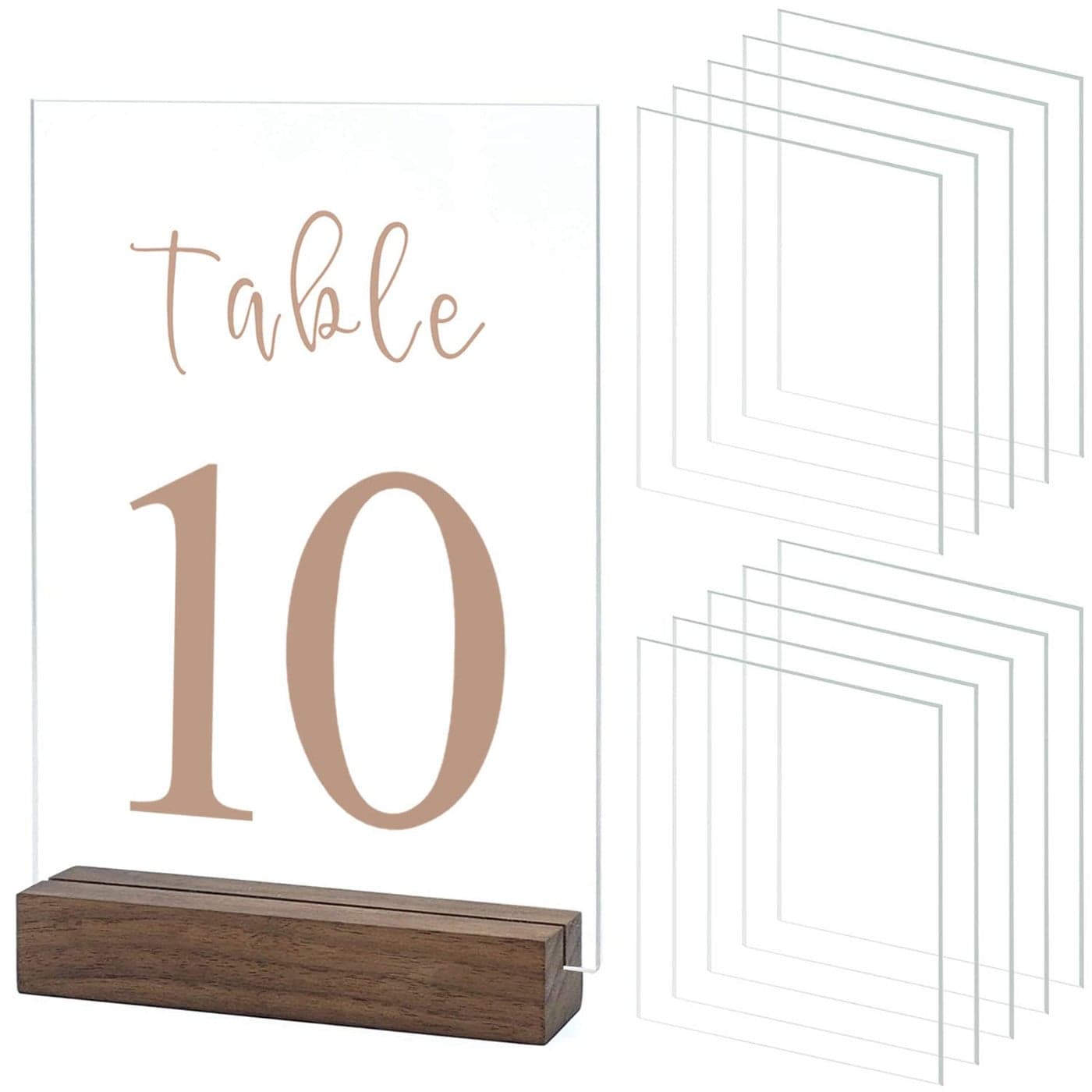 10 Pack Clear Blank Acrylic Sign for Table Numbers 5x7 Inch Clear Acrylic Sheet Sign Blank 18 inch Thick Use for DIY Table Signs for Wedding Party Events Wood Stand NOT Included