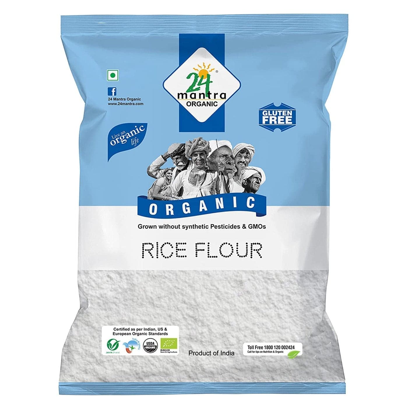 Organic Rice Flour Pure White Rice Atta USDA Certified Organic European Union Certified Organic Pesticides Free Adulteration Free Sodium Free 2 lb 24 Mantra Organic