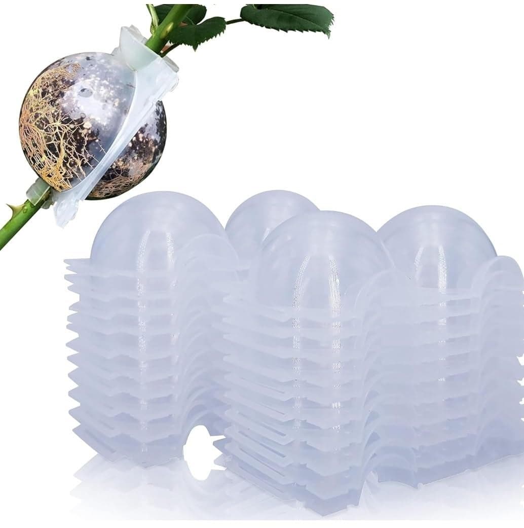 SK ORGANIC Plant Rooting Balls, 3 Inch Reusable Grafting Growth Ball With Secure Locks, Clear White (16 PCS)