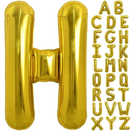 TONIFUL 40 Inch Large Gold Letter H Balloons Foil Mylar Big Balloons for 2026 New Year Eve Graduation Wedding Baby Shower Birthday Party Anniversary Supplies Decorations