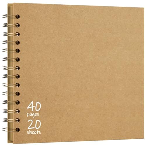 Vienrose DIY Scrapbook Album 8x8 Inch Hardcover Kraft Paper Scrap Book Photo Albums with 40 Blank Pages for Wedding Baby Shower, Kraft Color