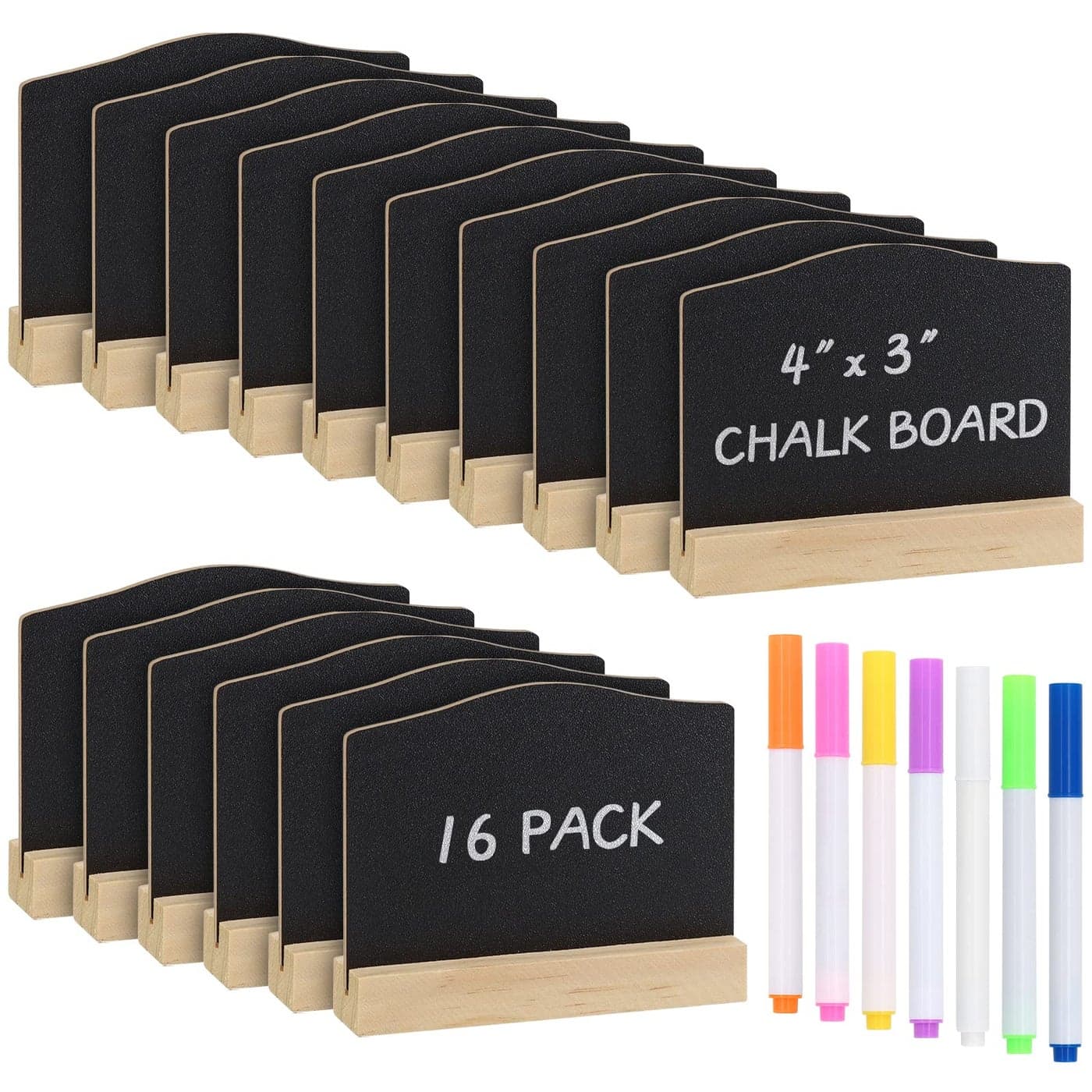 ALOTCHE Mini Chalkboard Signs with Stand 16 Pack Reusable Wooden Tabletop Chalkboard 4 X 3 Inch Buffet Food Signs for Party Black Mini Tabletop Sign for Restaurant Wedding and Bar Countertop
