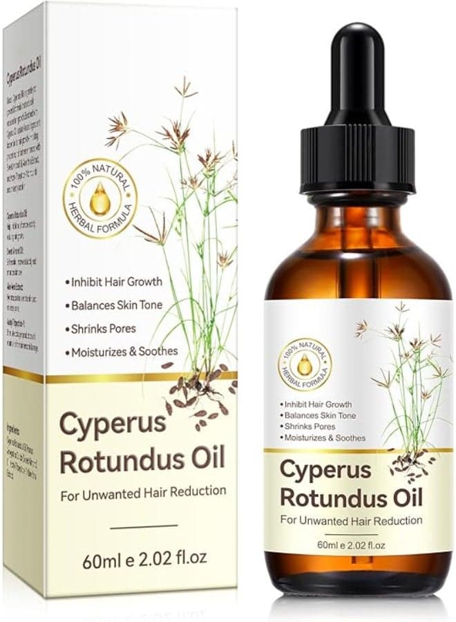 60ml Cyperus Rotundus Oil for Hair Removal,Inhibits Excessive Hair Growth, Reduces Excess Hair On the Body, Moisturizes and Soothes the Skin, Shrinks Pores, Suitable for All Skin Types