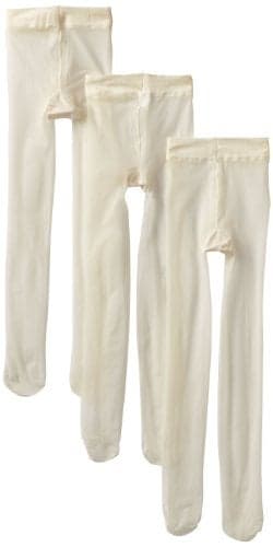 Jefferies Socks Little Girls' Jr Miss Pantyhose Tights 3 Pair Pack, Ivory, 6-8 Years