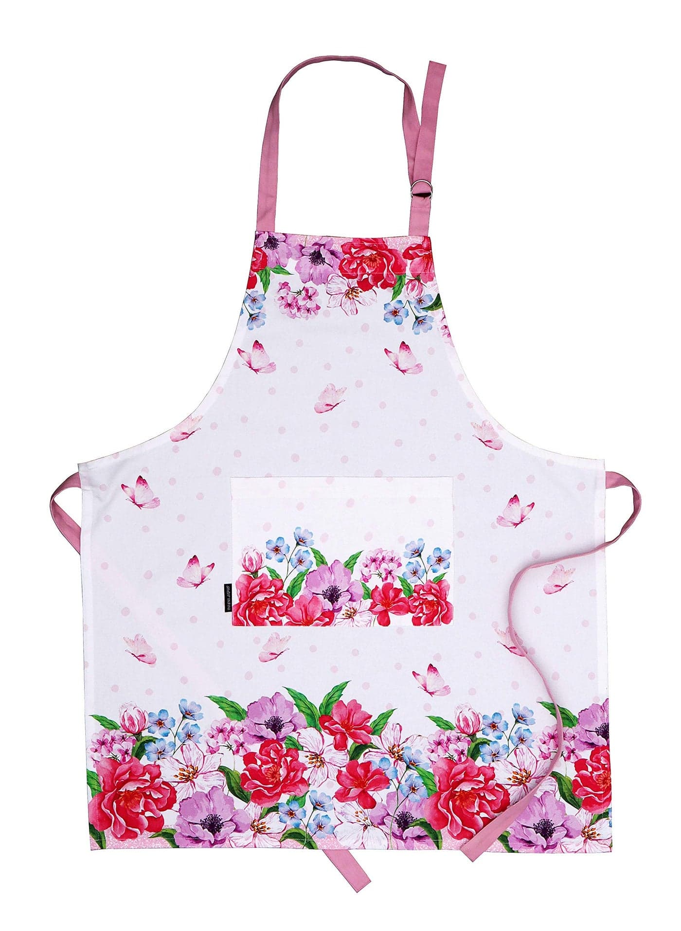 AMOUR INFINI Cotton Aprons for Women with Pocket Adjustable Strap Waist Ties Washable Aprons for Baking Cooking Gardening 275 x 33 Inches Spring Floral