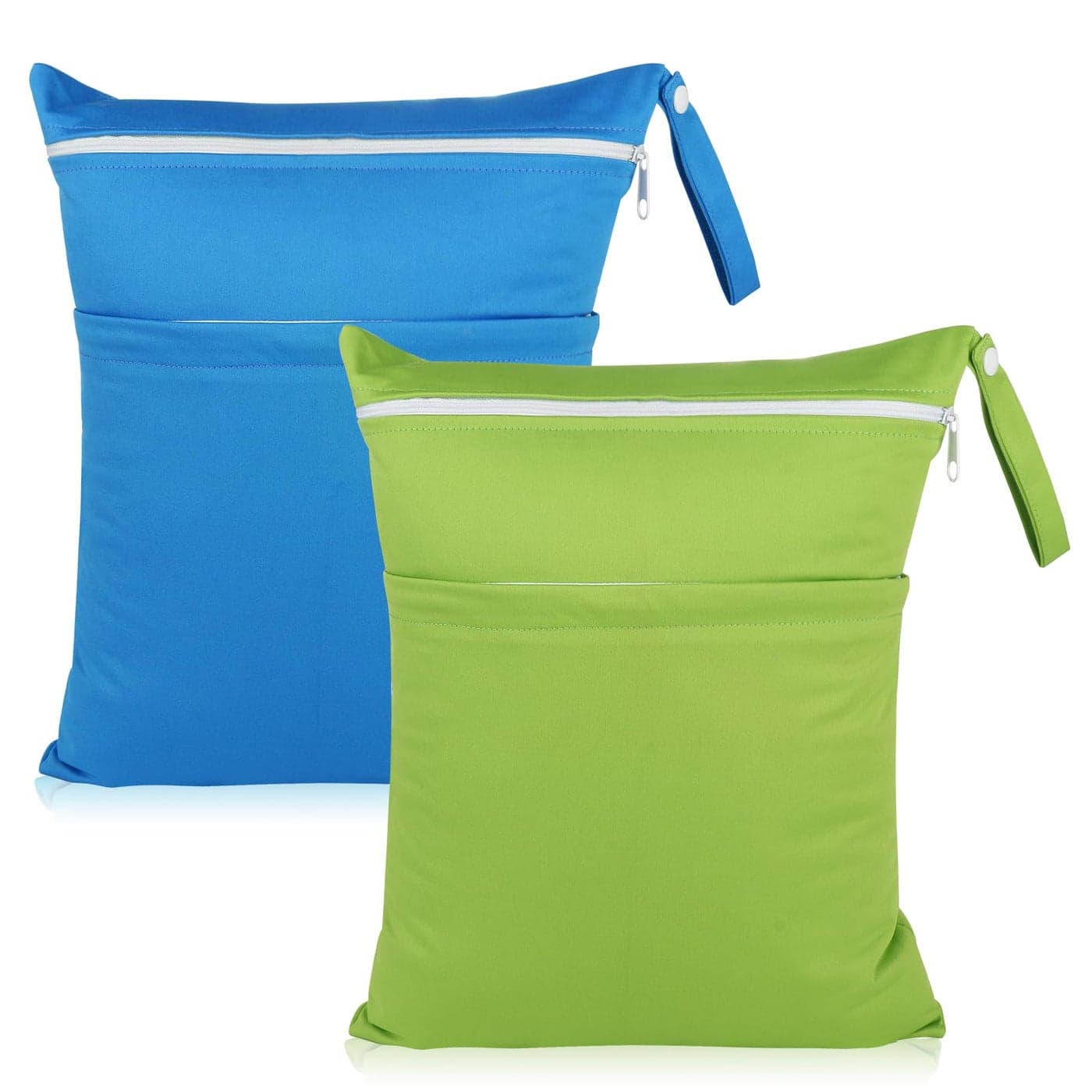 Angel Love Baby Cloth Diaper WetDry Bags 2 Pack With Two Zippered Pockets Waterproof Washable Reusable for Travel Beach Pool Gym Swimsuits or Wet Clothes L0109