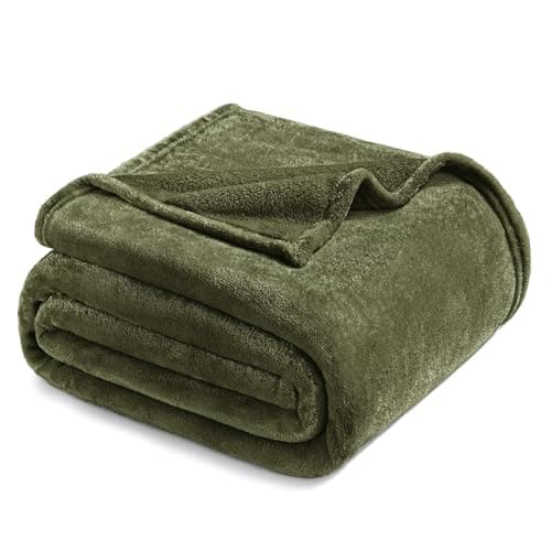 Exclusivo Mezcla Fleece Blanket Twin Size for Bed, Super Soft and Warm, All Season, Cozy, Plush, Lightweight, 60x80 Inches Olive Green