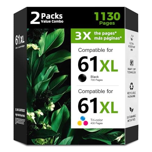 61XL Ink Cartridge for HP 61 XL Black Color 2 Pack Replacement for HP61 HP61XL Ink for Envy 4500 5530 2620 4630 2540 4502 3050 1510 4632 4501 2542 2514 3510 4635 3050a 1000 5535 1010 1512 Printer