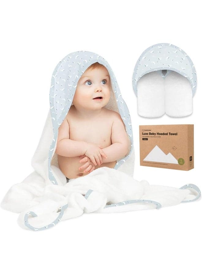 KeaBabies Baby Hooded Towel - Viscose Derived from Bamboo Baby Towel, Toddler Bath Towel, Infant Towels, Large Hooded Towel, Organic Baby Towels with Hood for Girls, Babies, Newborn Boys (Blue Whale)