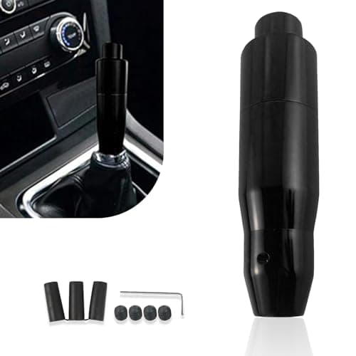 Nowkont 1 PC Car Modified Gear Lever, 5.7" Racing Decorative Alloy Easy-Grip Shift Knob with Adapter, Gear Shifting Smooth Operation Long Handle, Universal for Automatic Transmission Cars (Black)